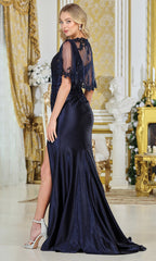 Adora Design 3327-03 - V-Neck Embroidered Bodice Sheath Gown