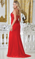 Adora Design 3329 - Crisscross Lace-Up Back Sheath Long Gown
