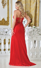 Adora Design 3329 - Crisscross Lace-Up Back Sheath Long Gown