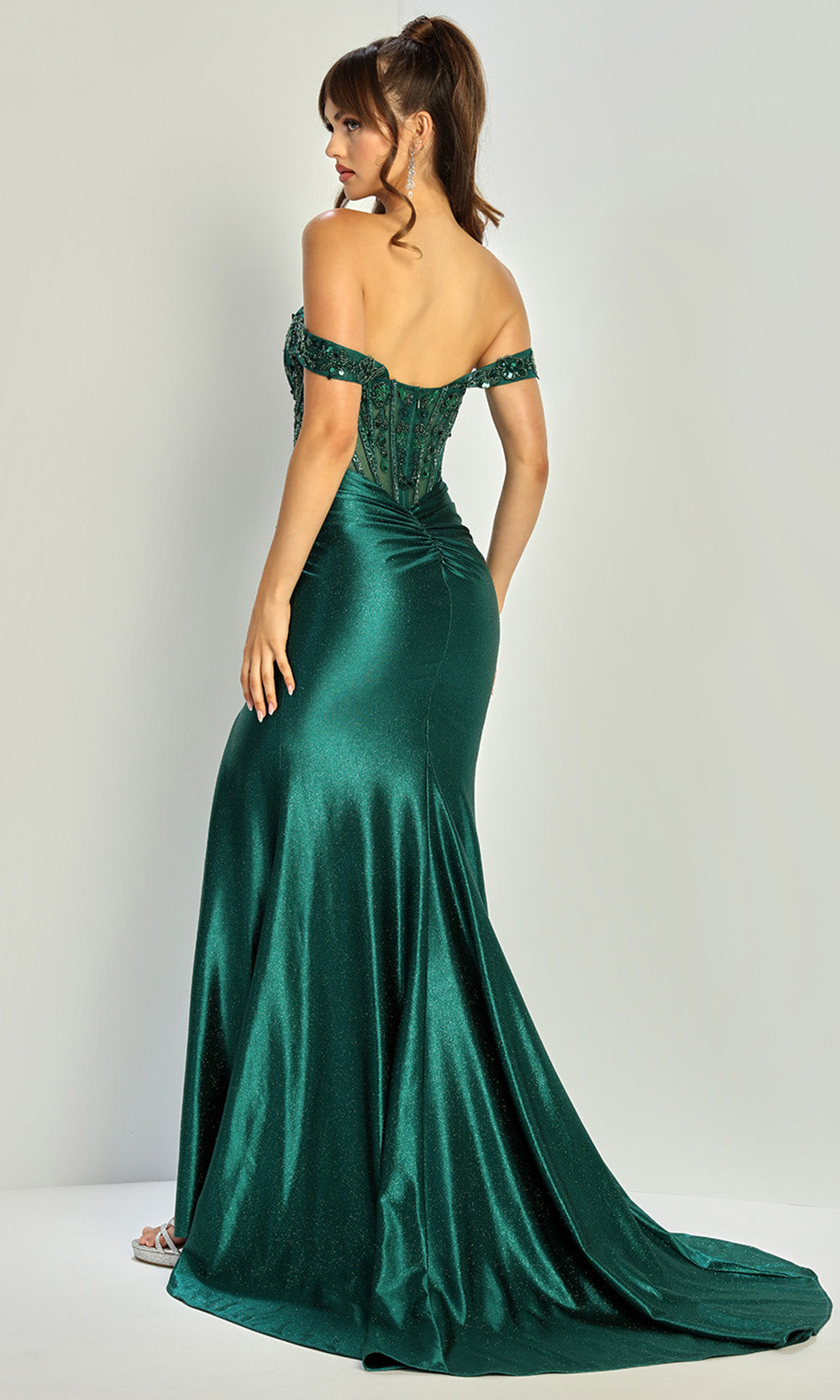 Adora Design 3334 - Off Shoulder Sheath Beaded Lace Gown