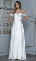 Adora Design 3343-01 - Lace-Up Back Draped Flowing Gown