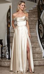 Adora Design 3343 - Draped Neckline Corset A-Line Gown