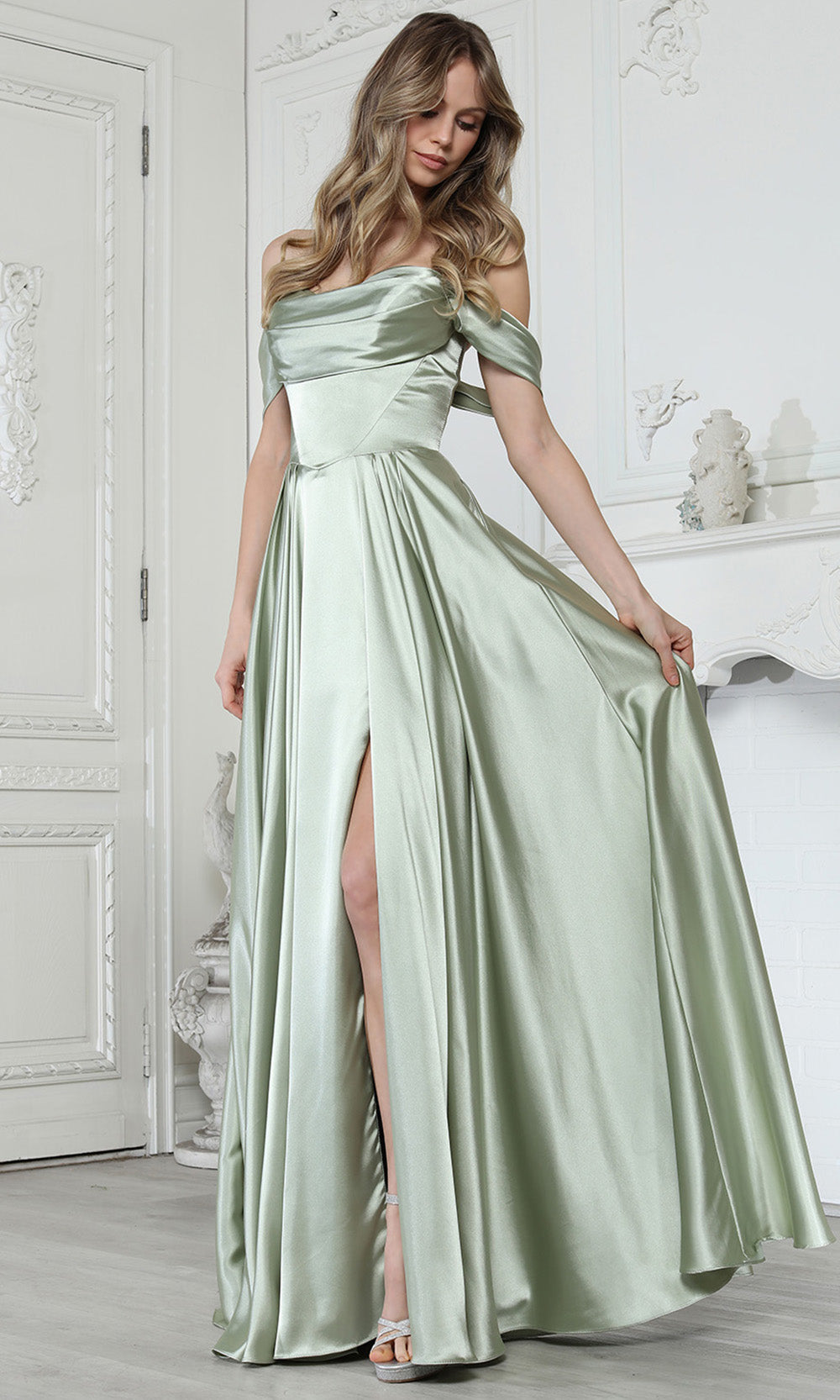 Adora Design 3343 - Draped Neckline Corset A-Line Gown