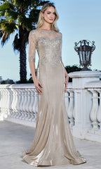 Adora Design 3354-03 - Bateau Neck Lace Mermaid Gown