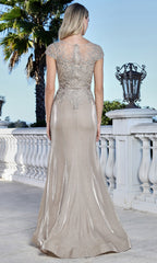 Adora Design 3355-03 - Lace Applique Bateau Flared Gown