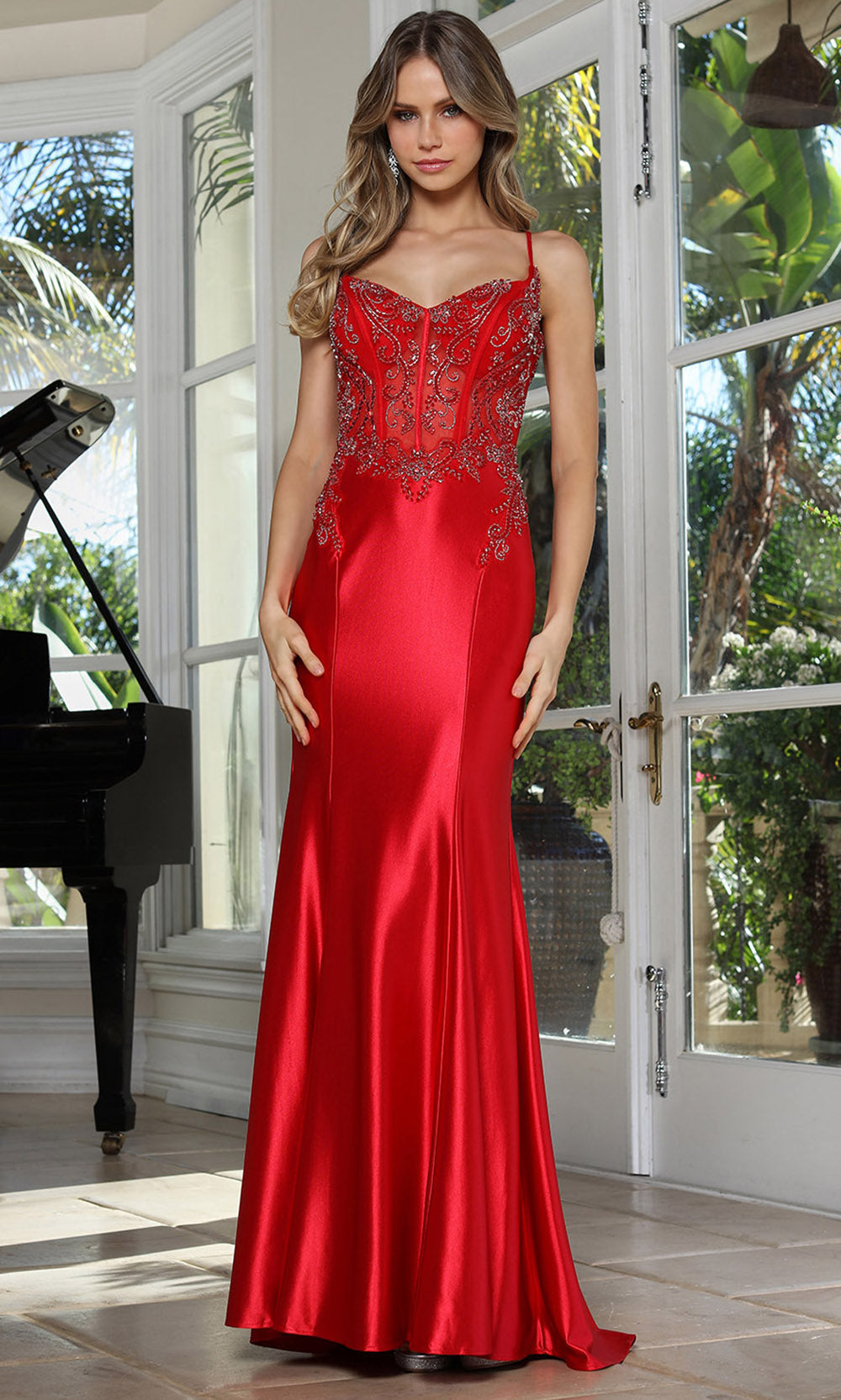 Adora Design 3358 - Contoured Seam Embellished Sweetheart Gown