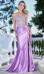 Adora Design 3369 - Sweetheart Basque High Slit Gown