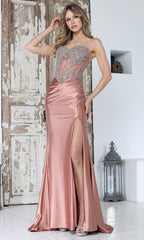 Adora Design 3369 - Sweetheart Basque High Slit Gown