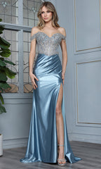Adora Design 3370 - Crystal Ornate Illusion Off Shoulder Gown