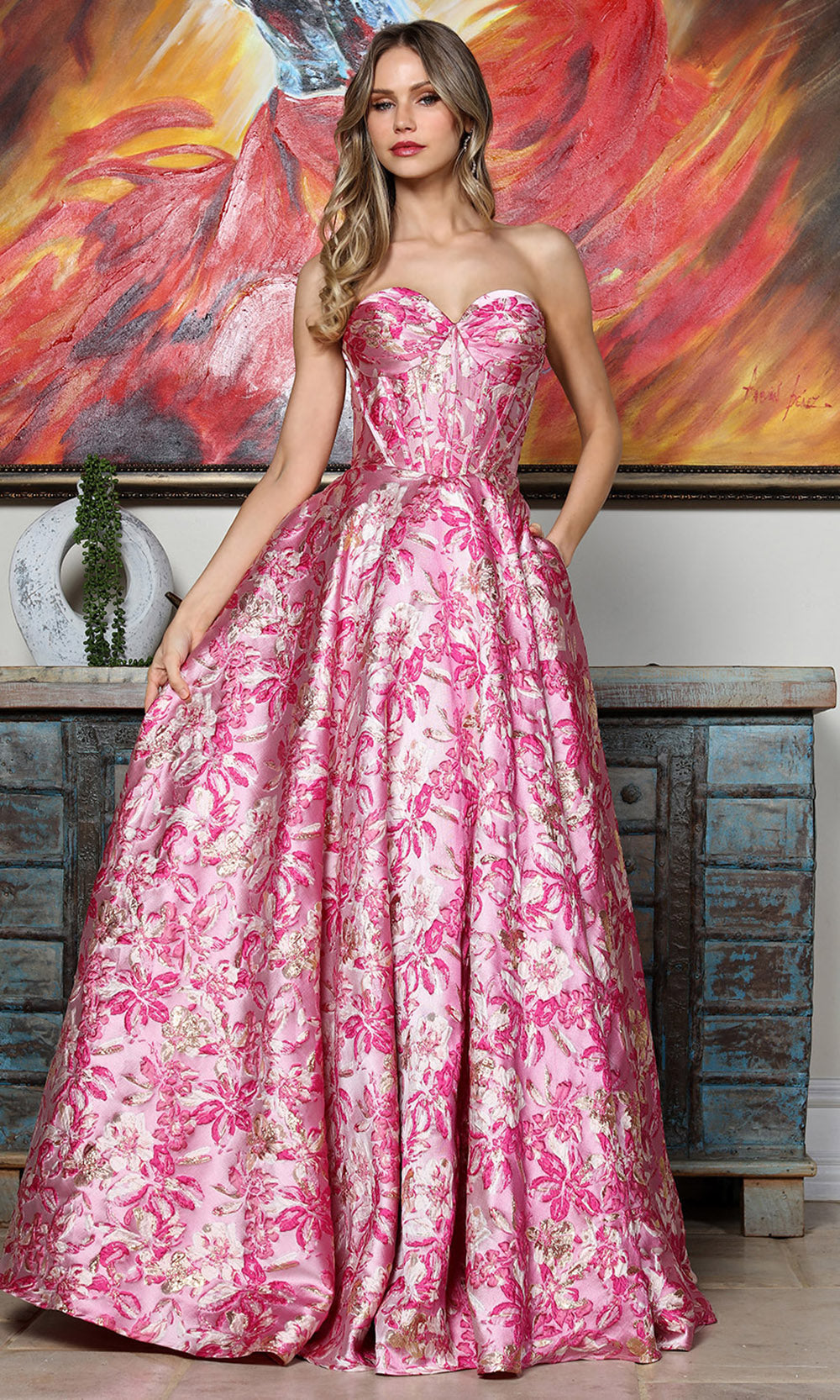 Adora Design 3385 - Textured Sweetheart Evening Gown