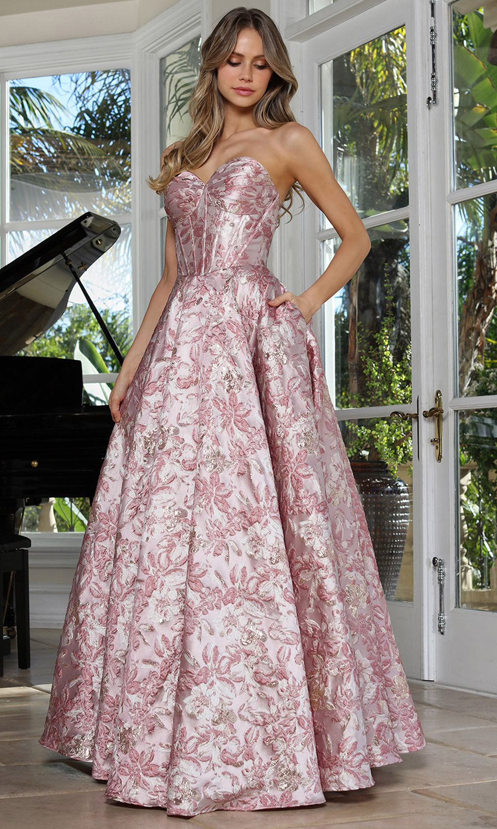 Adora Design 3385 - Textured Sweetheart Evening Gown