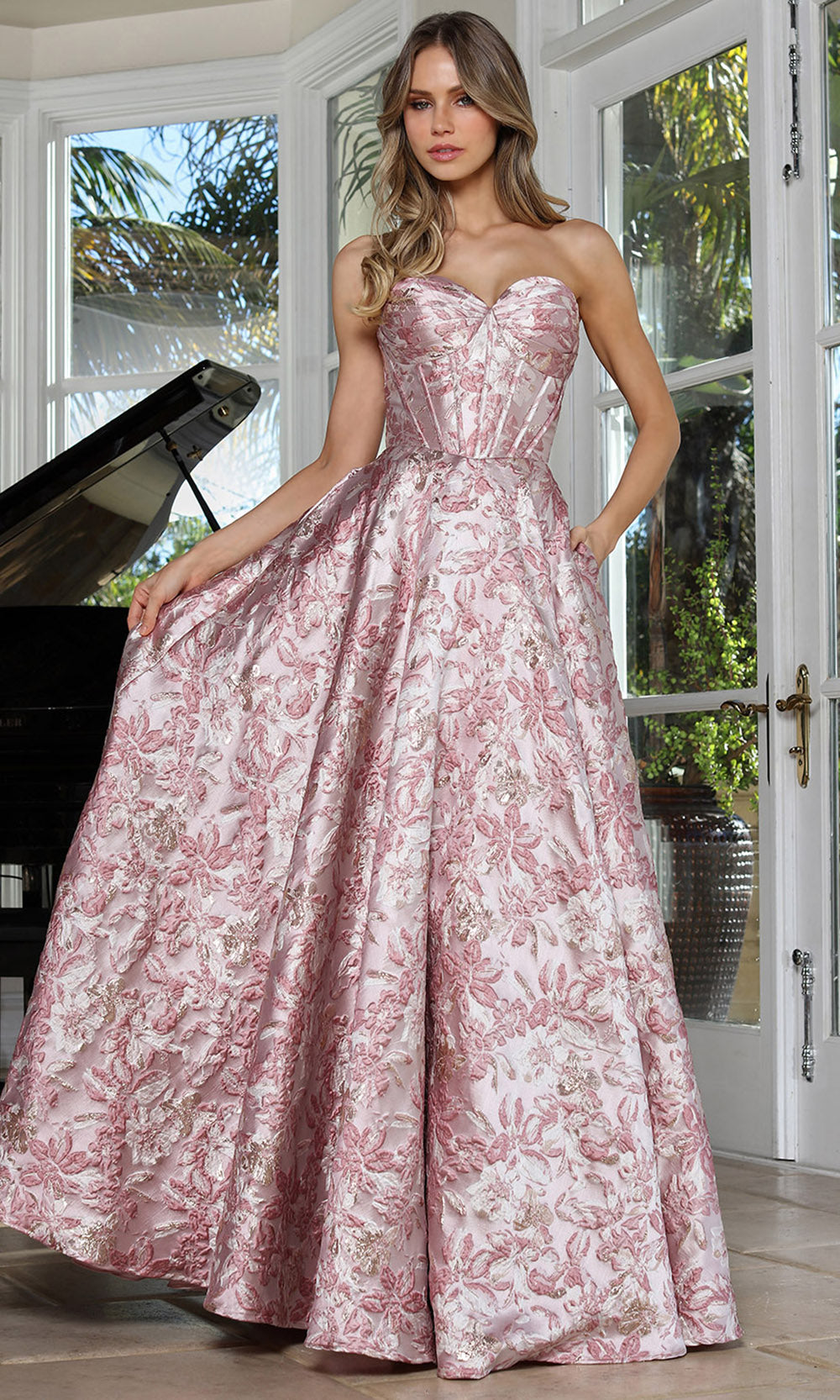 Adora Design 3385 - Textured Sweetheart Evening Gown