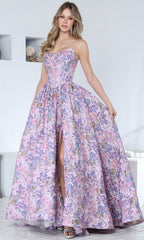 Adora Design 3389 - Strapless Corset Floral Evening Gown