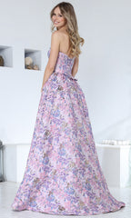 Adora Design 3389 - Strapless Corset Floral Evening Gown
