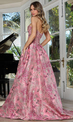 Adora Design 3390 - Strapless Floral Evening Gown with Pockets
