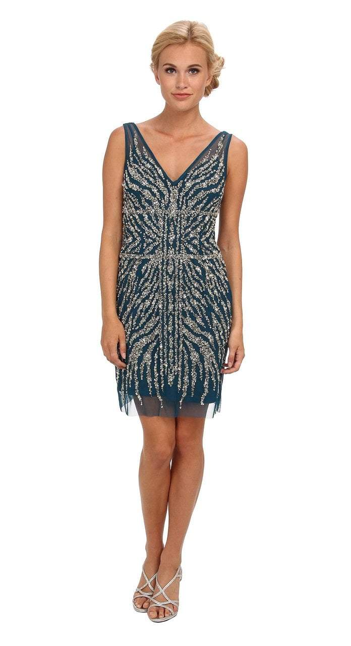Adrianna Papell - 41886540SC Sequined V-neck Sheath Dress