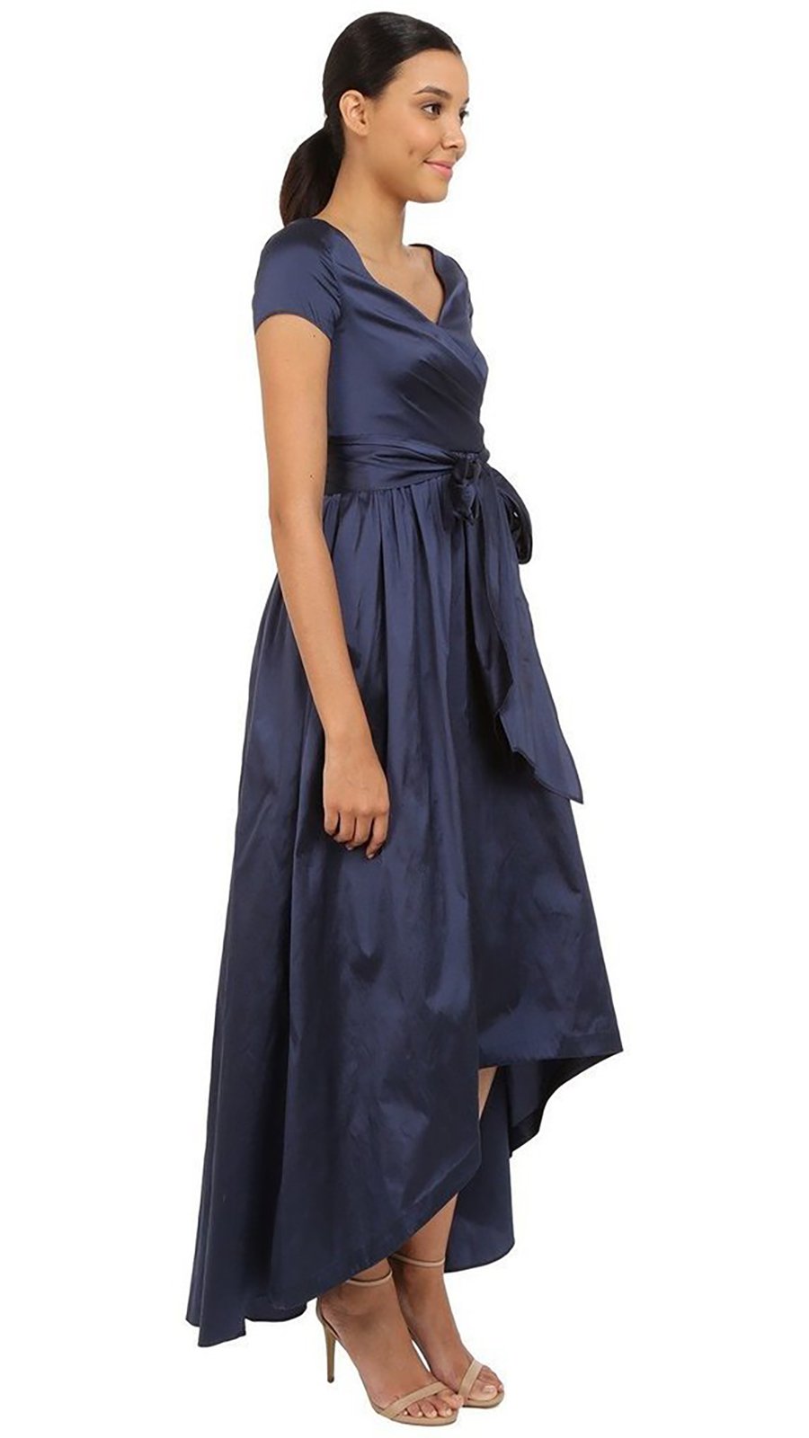Adrianna Papell - 81917430SC Short Sleeve Wrap Taffeta A-Line Dress