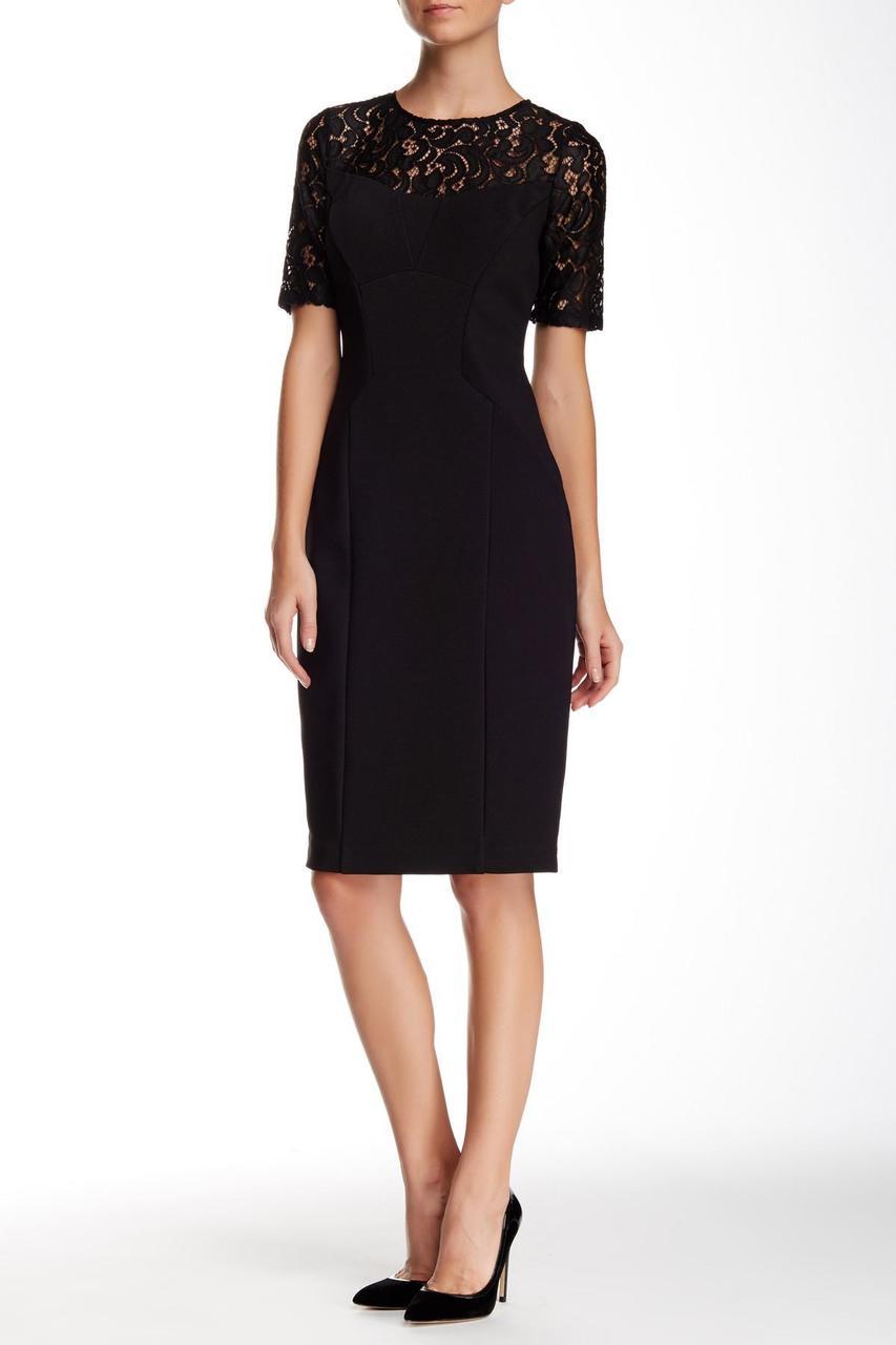 Adrianna Papell - Elbow Sleeve Jewel Neck Lace Dress 16260650SC