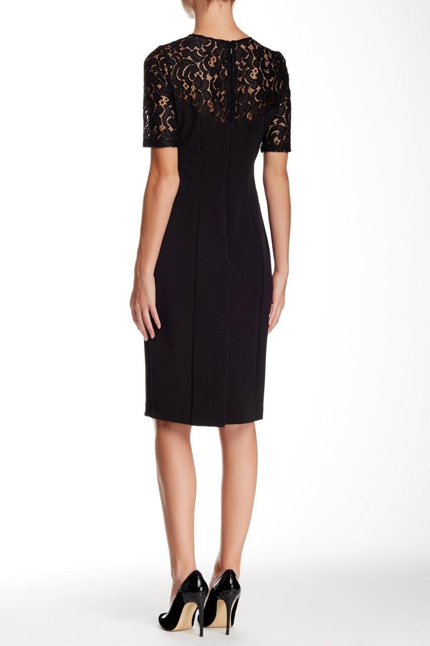 Adrianna Papell - Elbow Sleeve Jewel Neck Lace Dress 16260650SC