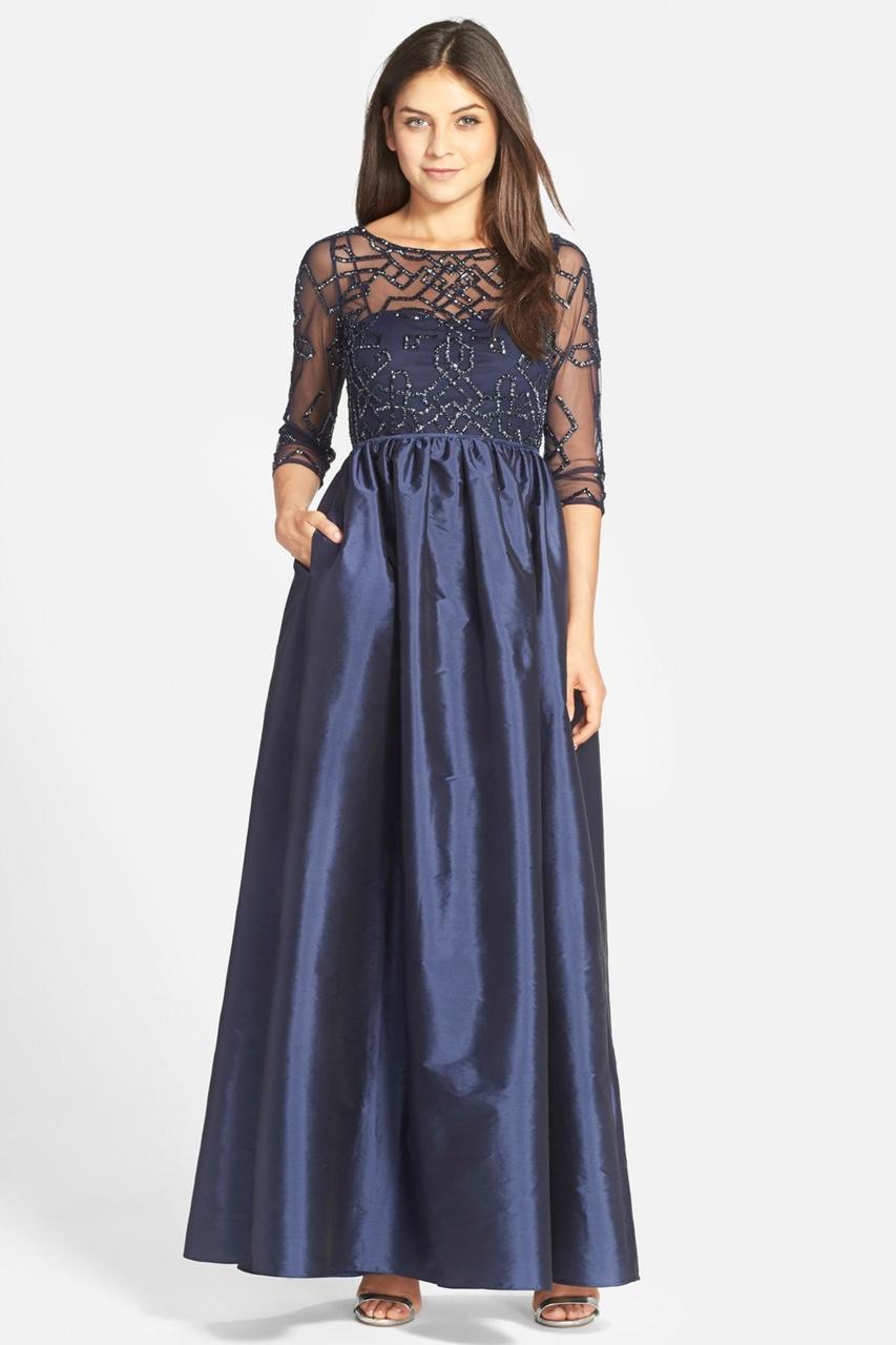 Adrianna Papell - 91912620SC Embellished Illusion Taffeta Gown