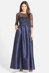 Adrianna Papell - 91912620SC Embellished Illusion Taffeta Gown
