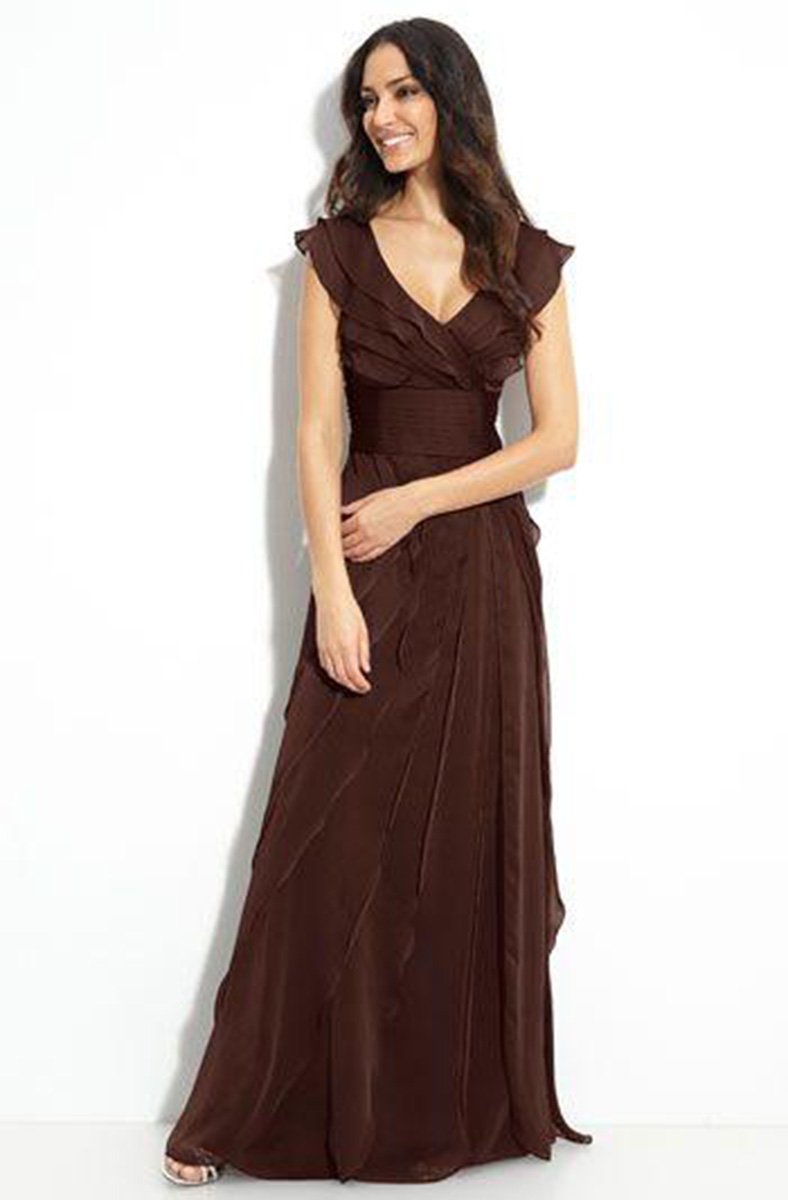 Adrianna Papell - V Neck Empire Tiered A-line Dress 81844461SC