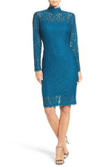 Adrianna Papell - High Neck Lace Scalloped Sheath Dress AP1E200552SC