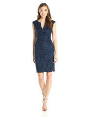Adrianna Papell - Split V-Neck Lace Dress 15252690SC