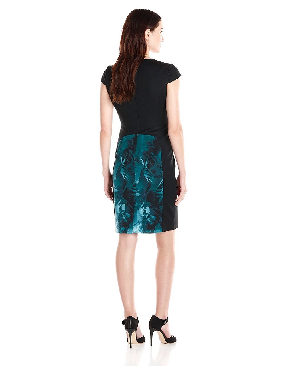 Adrianna Papell - 16PD11730SC Printed V-Neck Fitted Dress