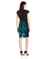 Adrianna Papell - 16PD11730SC Printed V-Neck Fitted Dress