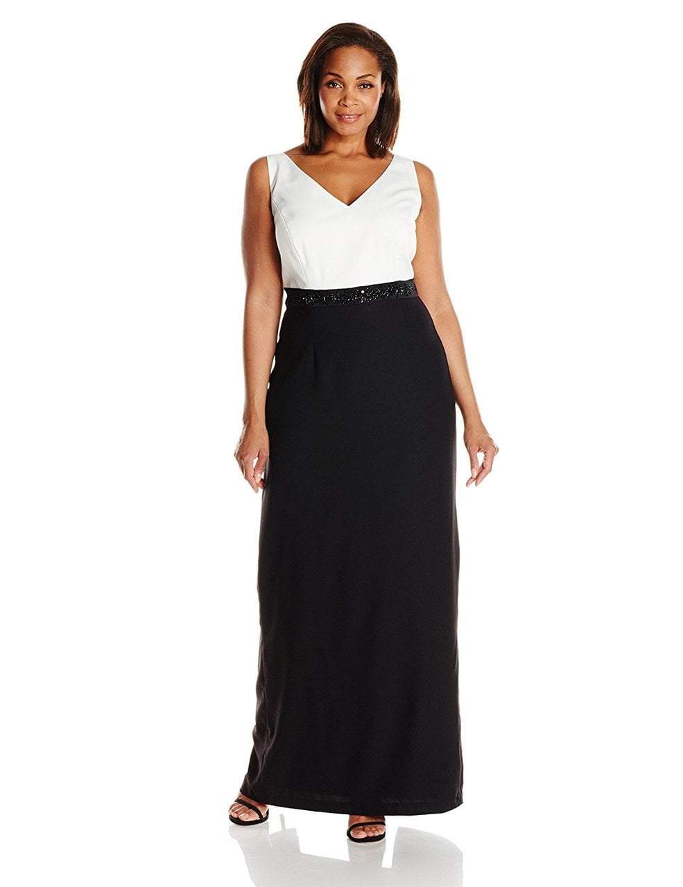 Adrianna Papell - Contrast Beaded Waist Dress with Jacket 81907701SC