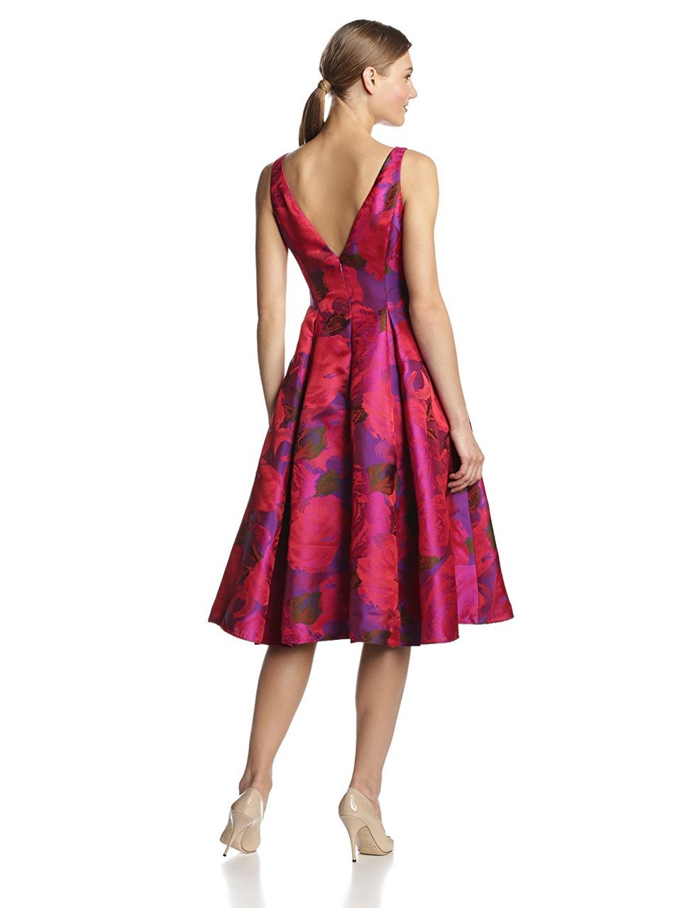 Adrianna Papell - Floral Printed Pleated A-line Dress 41889270SC