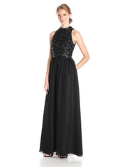 Adrianna Papell - AP1E200026SC Halter Floral Bodice A-line Dress