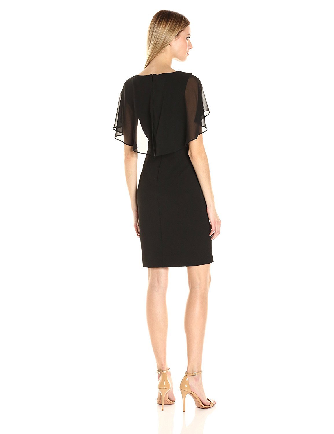 Adrianna Papell - Jewel Neck Cape Sleeve Fitted Dress AP1D100542SC