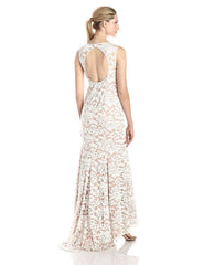 Adrianna Papell - Illusion Embroidered Lace Evening Gown 91906310SC