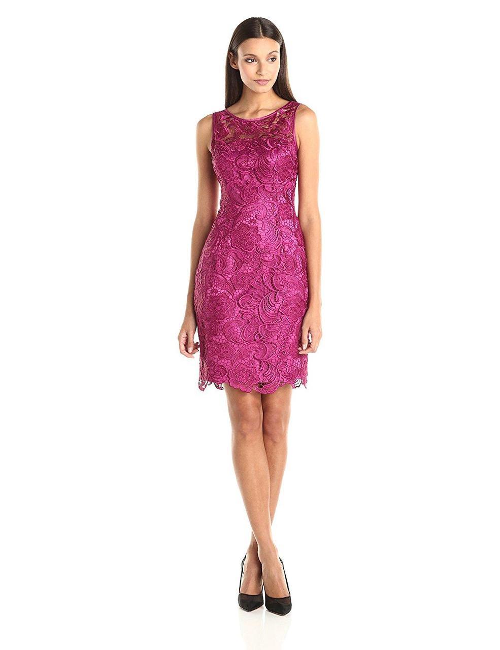 Adrianna Papell - 41863800SC Embroidered Lace Fitted Dress