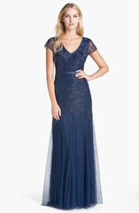 Adrianna Papell - Illusion Beaded Cap Sleeve Dress 91885900SC