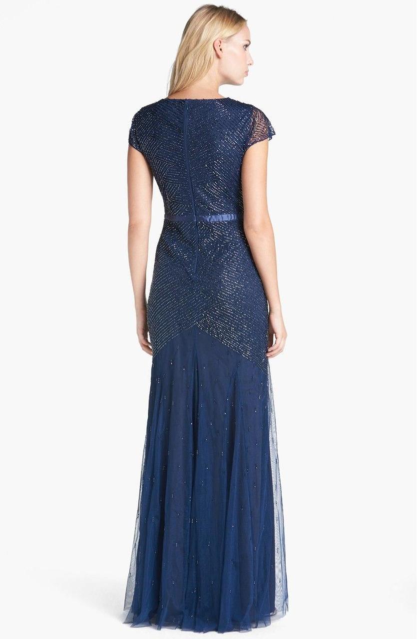 Adrianna Papell - Illusion Beaded Cap Sleeve Dress 91885900SC