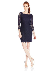 Adrianna Papell - 41864780SC Laced Scallop Hem Short Dress