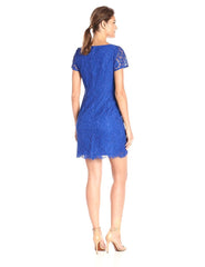Adrianna Papell - 13263430SC Short Sleeve Laced Sheath Dress