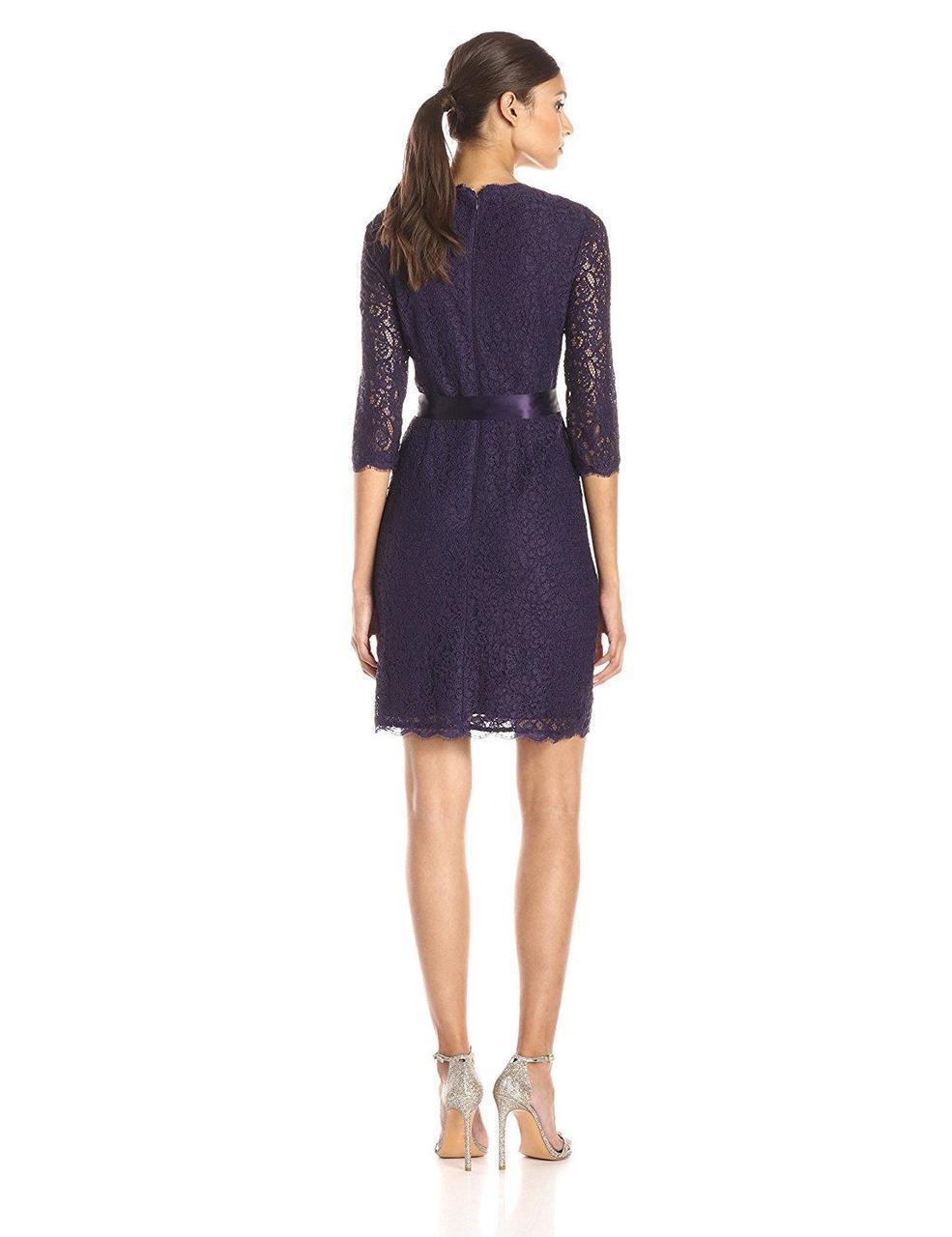 Adrianna Papell - 41910400SC English Lace Scalloped Dress with Tie