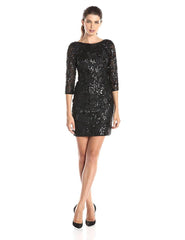 Aidan Mattox - 151A10540SC Bateau Embellished Sheath Cocktail Dress