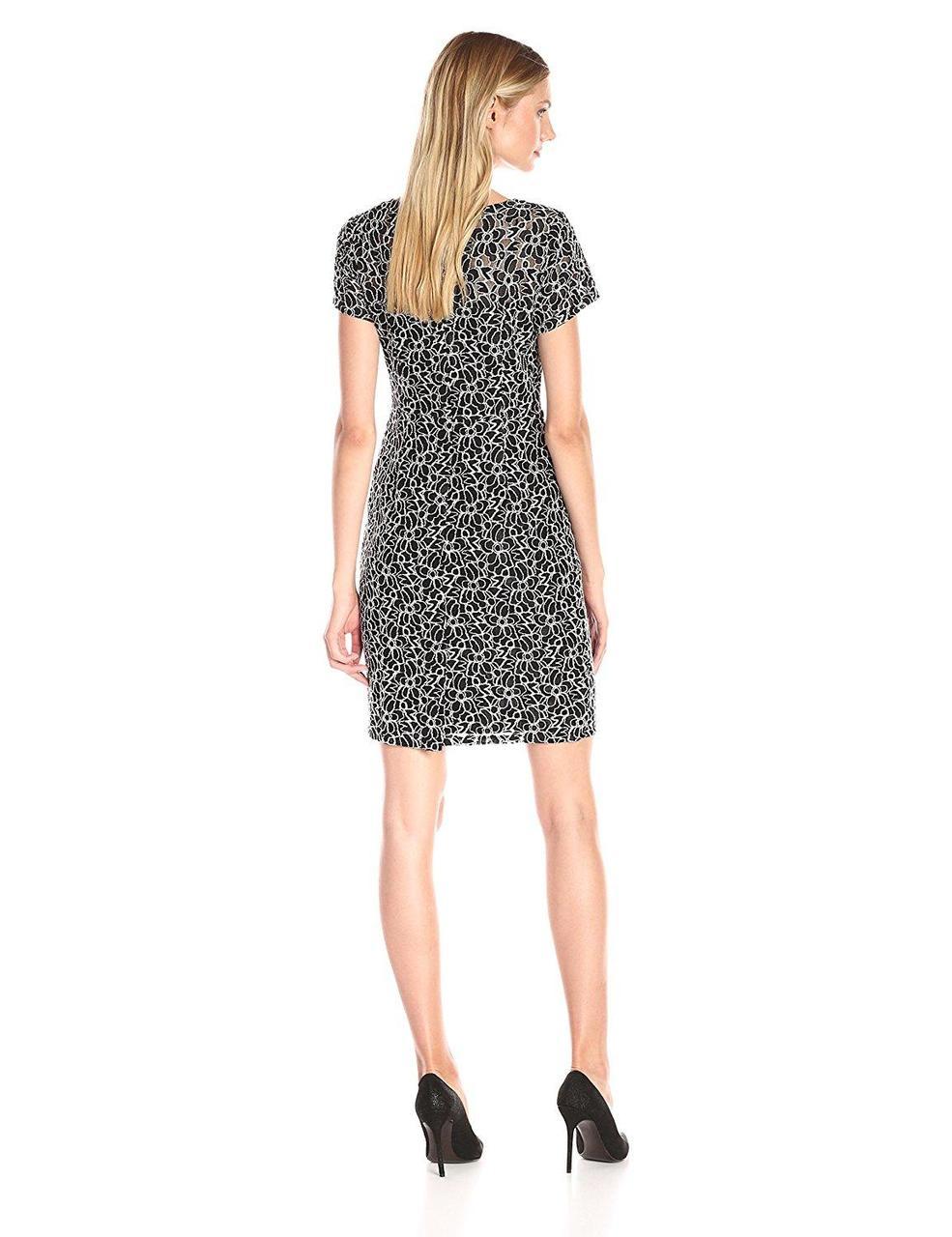Adrianna Papell - Black Floral Lace Sheath Dress AP1D100323SC