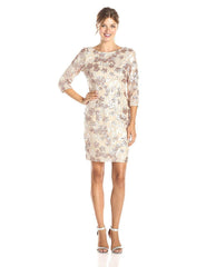 Aidan Mattox - 151A10540SC Bateau Embellished Sheath Cocktail Dress