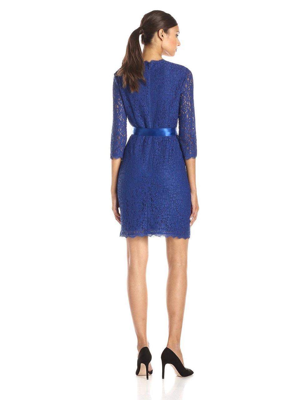 Adrianna Papell - 41910400SC English Lace Scalloped Dress with Tie