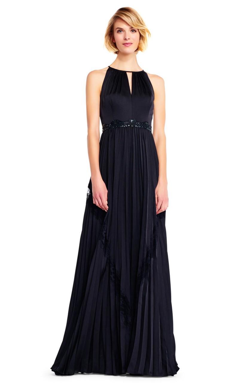 Adrianna Papell - Keyhole Front Pleated A-line Dress AP1E201701SC