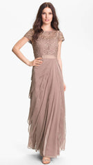 Adrianna Papell - 62882090SC Short Sleeve Lace Tiered Long Dress