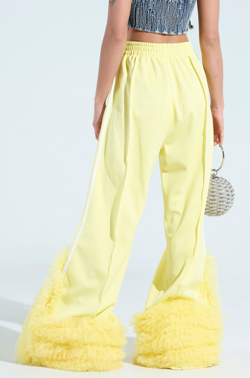 MODERN JAM TRACK PANT WITH TULLE IN YELLOW
