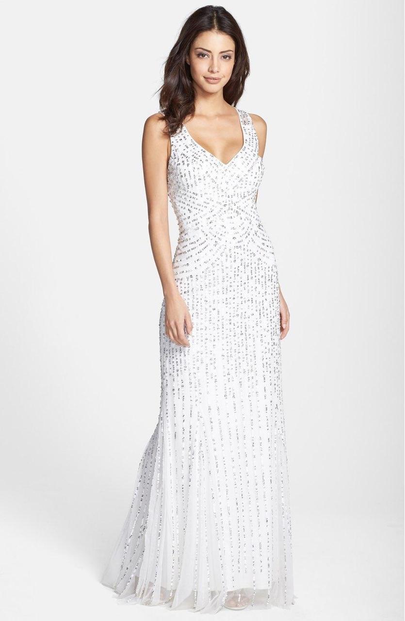 Aidan Mattox - 54456430SC Sequined V-neck Sheath Dress