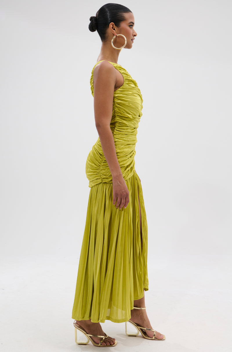 LIFE OF THE PARTY SATIN MIDI DRESS